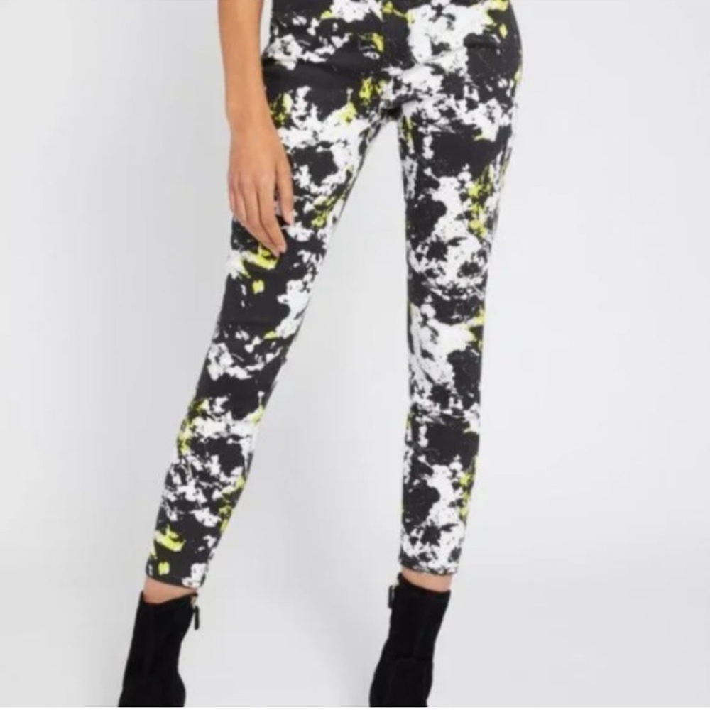 Alice + Olivia Opal Paint Splatter High Rise Skinny Jeans Sz 25